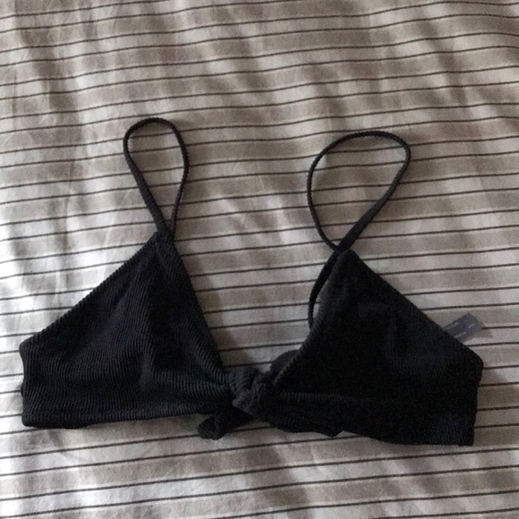 ribbed black bikini top